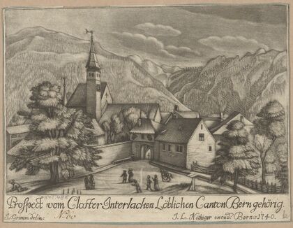Prospect vom Closter Interlacken Löblichen Canton Bern gehörig (1740)