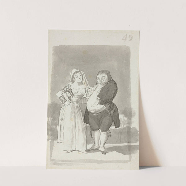 Prostitute Soliciting a Fat, Ugly Man (recto) (1796-97) by Francisco de Goya