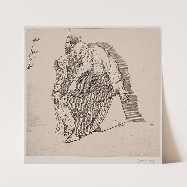 Prøveblad Tre siddende apostle by Lorenz Frølich