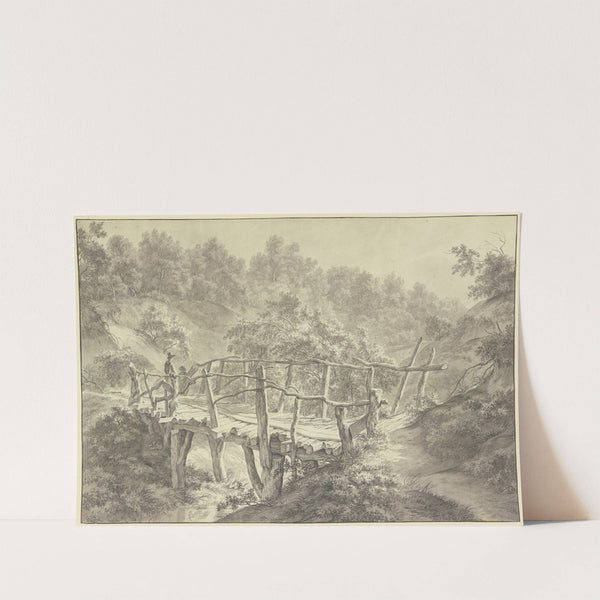 Prügelbrücke über einem Waldbach by Franciscus Andreas Milatz