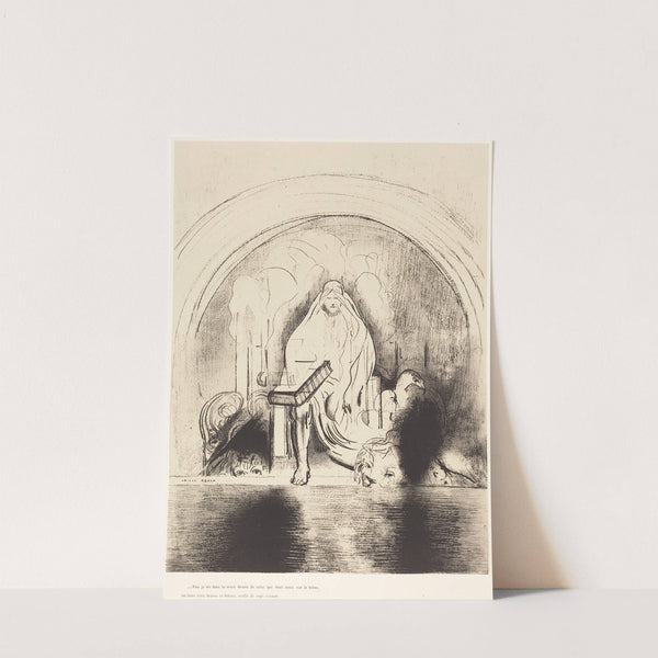 Puis je vis, dans la main droite de celui quietait assis sur le trone, un livre ecritdedans et dehors, scelle de sept sceaux (1899) by Odilon Redon