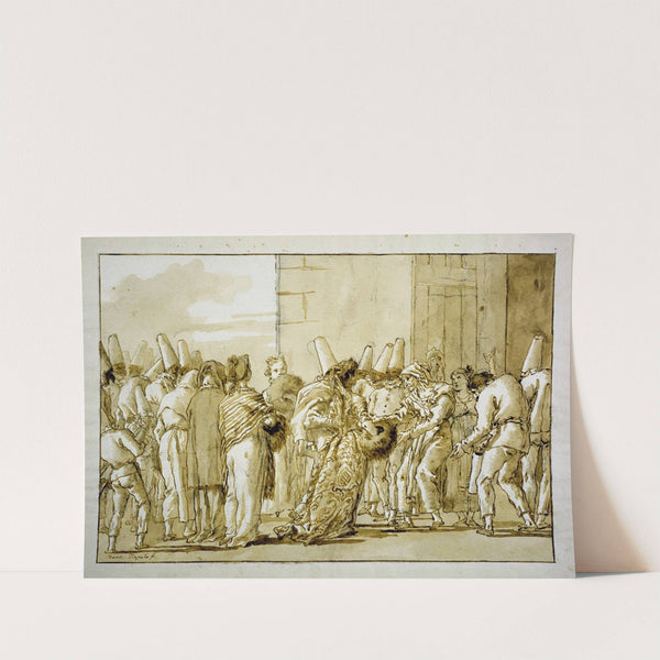 Punchinella’s Father Brings Home His Bride (ca. 1797) by Giovanni Domenico Tiepolo