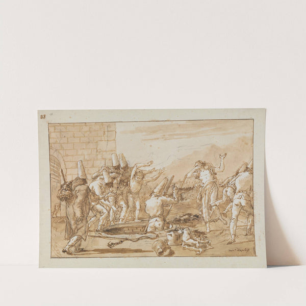 Punchinello Retrieving Dead Fowls from a Well (late 18th–early 19th century) by Giovanni Domenico Tiepolo