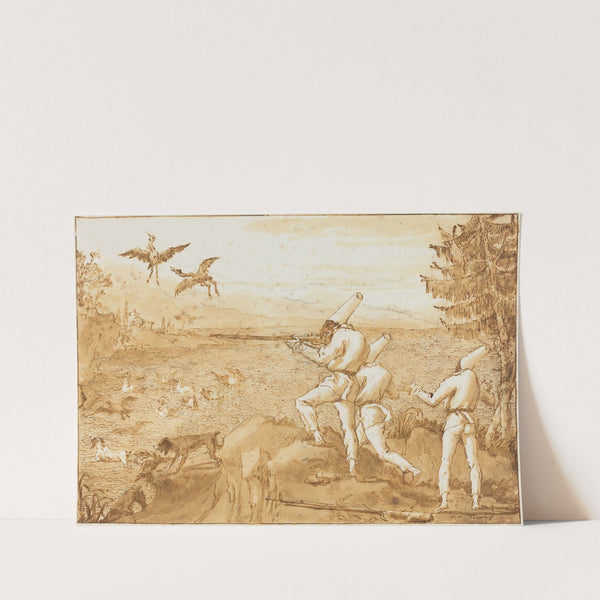 Punchinellos Hunting Waterfowl (c. 1800) by Giovanni Domenico Tiepolo