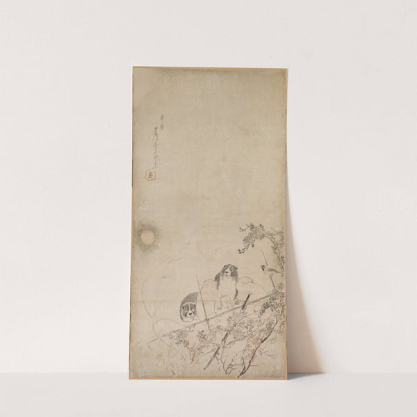 Puppies, Sparrows, and Chrysanthemums (c. 1792–94) by Nagasawa Rosetsu