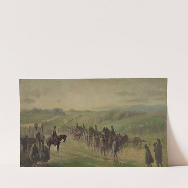 Pursuit of Lee’s army. Scene on the road near Emmitsburg – marching through the rain (1863) by Edwin Forbes