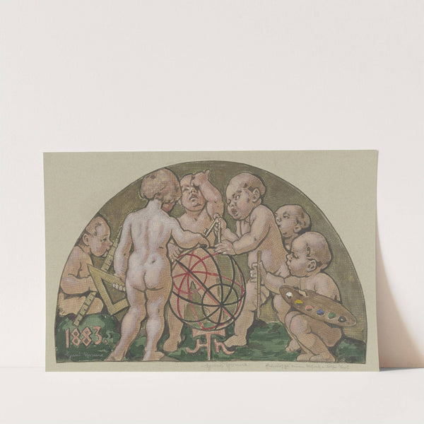 Putten mit Armillarsphäre aus dem (zerstörten) Mosaik am Haus „Zum Kaiser Karl“ an der Frankfurter Hauptwache (1883) by Hans Thoma