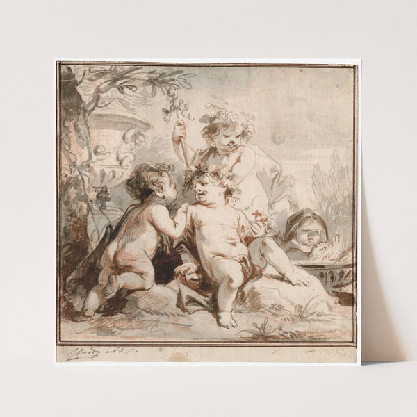 Putti als allegorie van de vier jaargetijden by Jacob de Wit