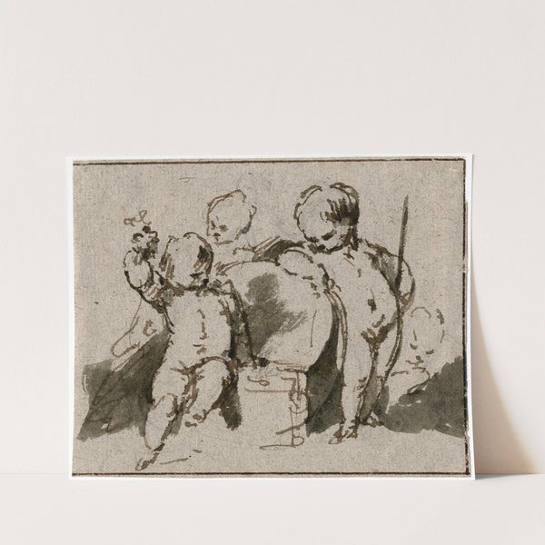 Putti bij een wijnkuip by Jacob de Wit