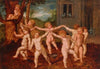 Putti dancing in a landscape, a villa in the background (ca 1600)