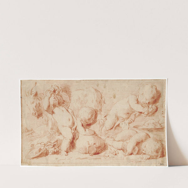 Putti in Bacchisch tafereel 2 by Jacob de Wit