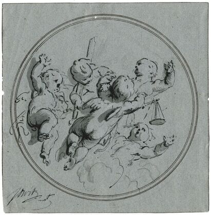 Putti met de attributen van de rechtvaardigheid