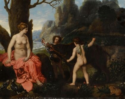 Putti presenting Venus with the boar that killed Adonis
