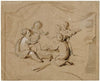 Putti warmen zich bij een vuur, de Winter