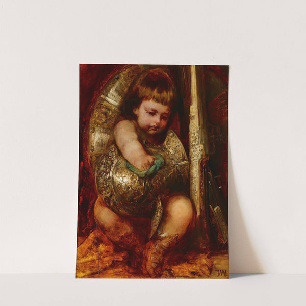 Putto, Cleaning The Arms Of Mars (1869) by Hans Makart