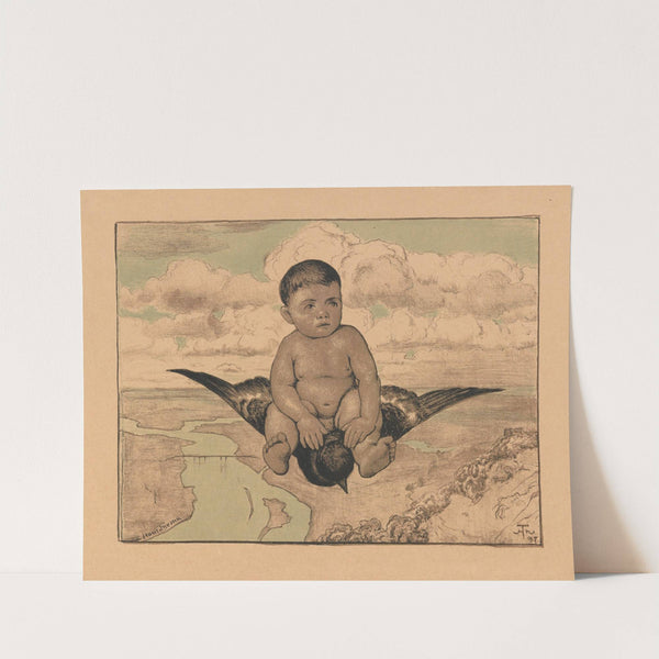 Putto lecące na jaskółce (1897) by Hans Thoma