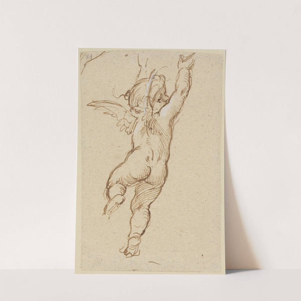 Putto, vom Rücken gesehen, mit erhobenen Armen sich umblickend by Moritz von Schwind