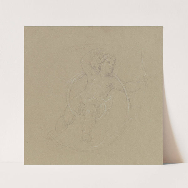 Putto zwischen Ranken, in der Linken einen Bogen by Moritz von Schwind