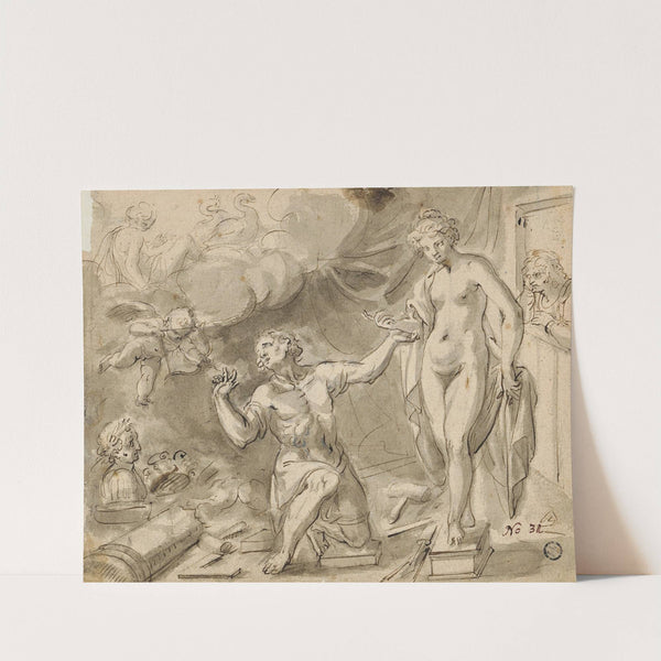 Pygmalion falls in love with his statue by Lodewijk Toeput