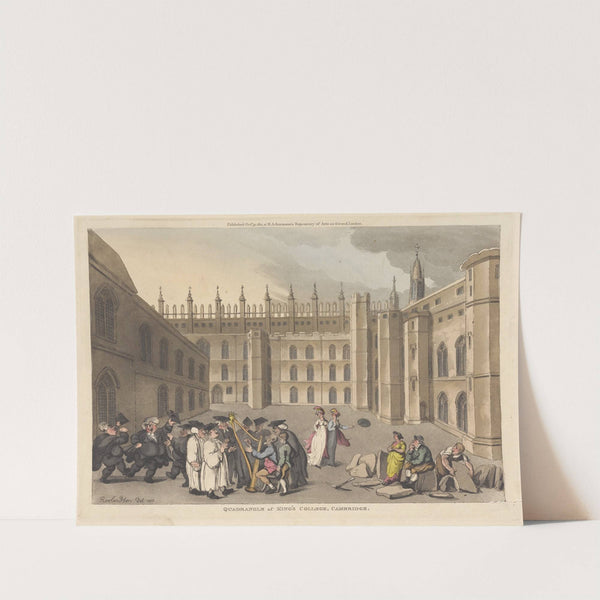 Quadrangle of King’s College, Cambridge (1811) by Thomas Rowlandson