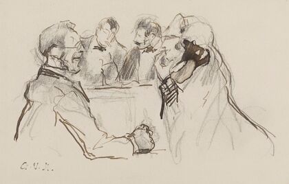 Quatre personnages dans un café