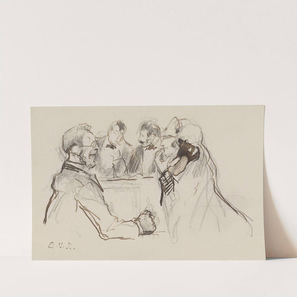 Quatre personnages dans un café by Georges Hugo