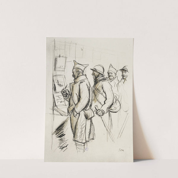 Quatre soldats regardant les Croquis de guerre de Sem (1917-1918) by Georges Goursat (Sem)