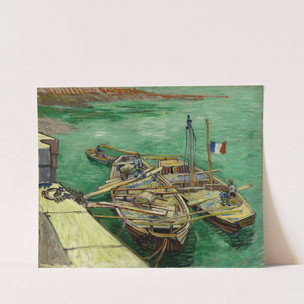 Quay with men unloading sand barges (1888) by Vincent van Gogh