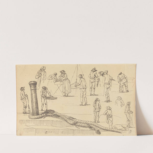 Quayside Figures and a Length of Rope Attached to a Bollard by Claude-Joseph Vernet