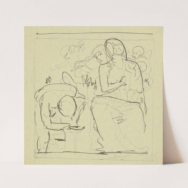 Quellnymphe (Kachelentwurf) by Hans Thoma