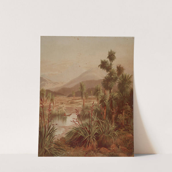 Quiet reach of the Motueka River with Table Mountain in background, on west side of Blind Bay, Nelson by John Gully