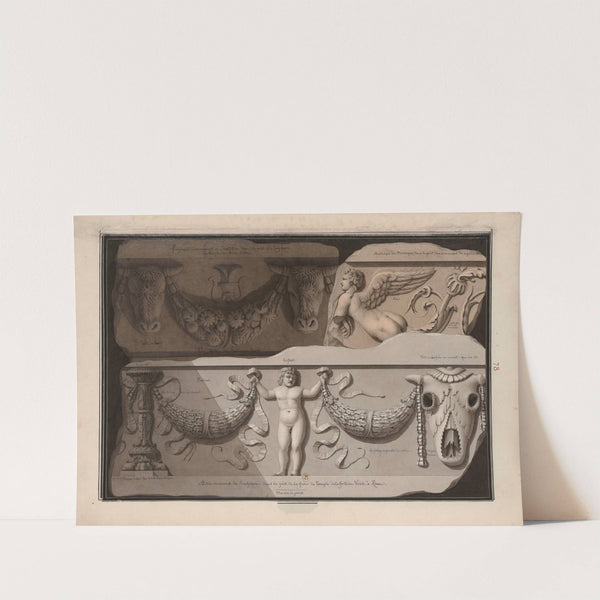 Rabat. Autre ornement de sculpture dans le goût de la frise du temple de la Fortune Virile à Rome (1777-1825) by Jean Jacques Lequeu