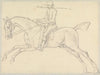 Racehorse with Jockey Up; the Jockey Holds a Whip in His Teeth