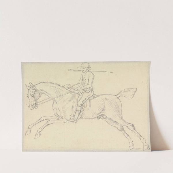 Racehorse with Jockey Up; the Jockey Holds a Whip in His Teeth by James Seymour