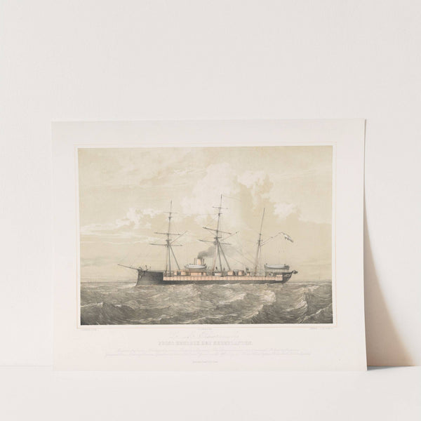 Ramtorenschip Prins Hendrik der Nederlanden varend op zee Z.M. Ramtorenschip Prins Hendrik der Nederlanden (1870-1874) by Johan Conrad Greive