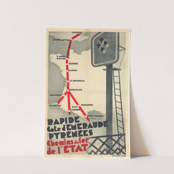 Rapide Côte d’émeraude-Pyrénées. Chemins de fer de l’Etat (1930) by Roger de Valerio