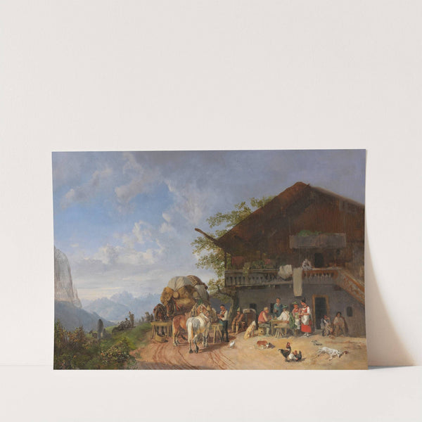 Rast vor einem Gasthof in den Bergen by Heinrich Bürkel