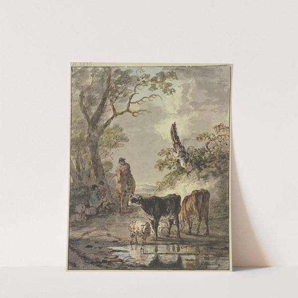 Rastende Hirten an einer Wasserstelle by Jacob van Strij