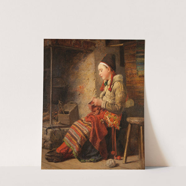 Rättvik Girl by the Fireside by Johan Fredrik Höckert