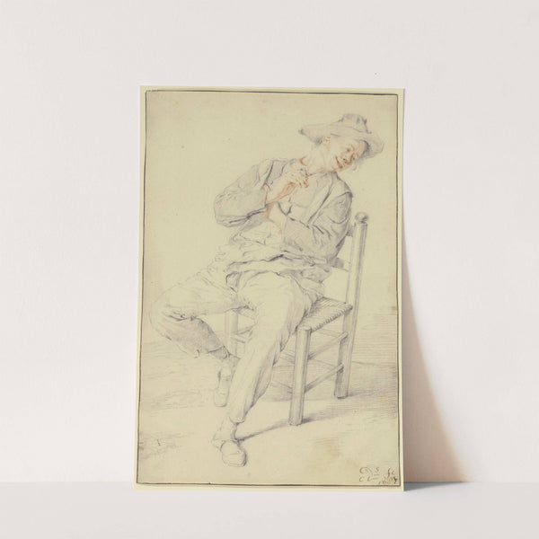 Rauchender Bauer auf einem Stuhl, nach rechts gewandt (1687) by Cornelis Dusart