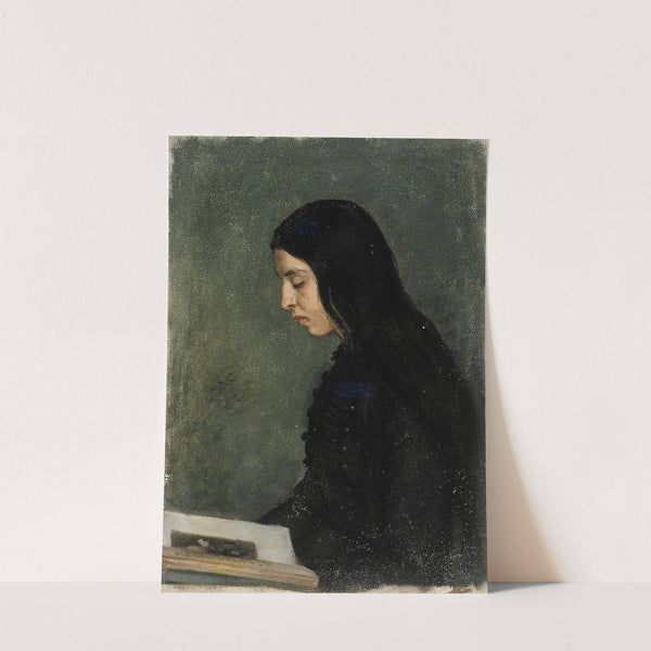 Reading Black Haired Woman (1860 - 1900) by Adolf Von Becker