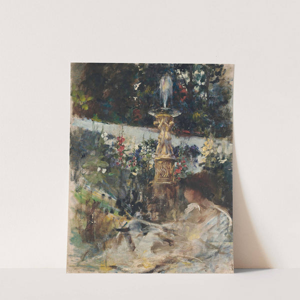 Reading by the fountain by James Jebusa Shannon