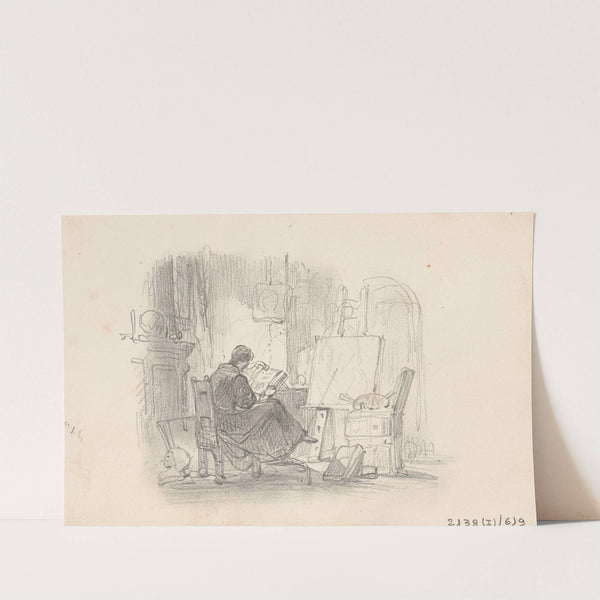 Reading Man in Painter's Studio by Nicaise De Keyser