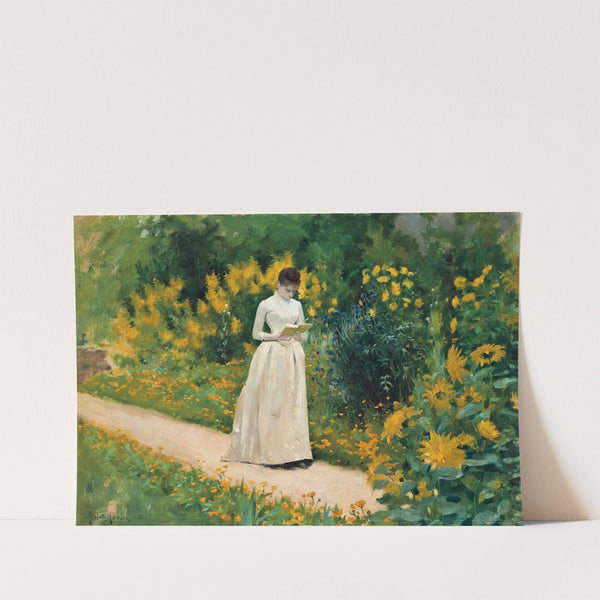 Reading on the garden path by Albert Aublet