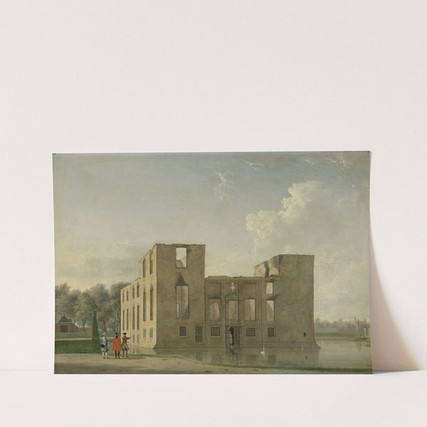 Rear View of Berckenrode Castle in Heemstede after the Fire by Jan ten Compe