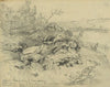 Rebel pickets dead, in Fredericksburg. Pontoon bridge, Union batteries firing on the rebel works back of the city