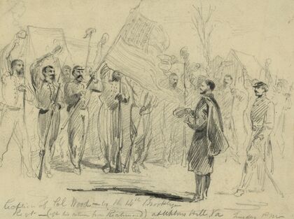 Reception of Col Wood–by the 14th Brooklyn Regt.–(after his return from Richmond) at Uptons Hill, Va.–Tuesday, p.m.