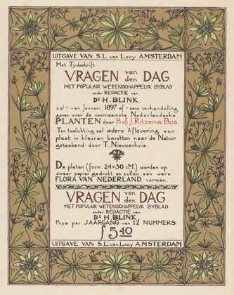 Reclamebiljet voor het tijdschrift; H. Blink (red.), Vragen van den dag