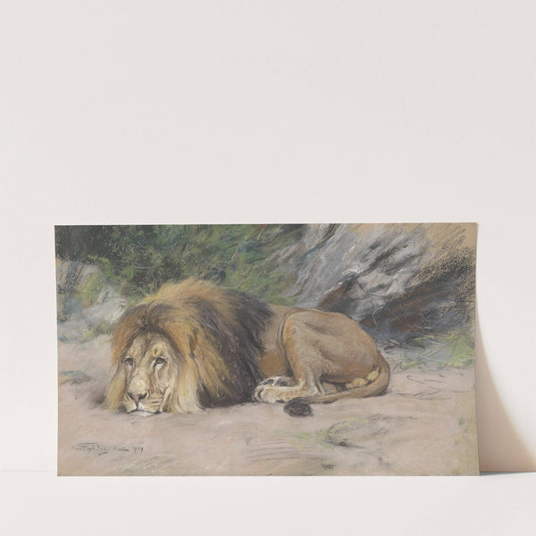 Reclining lion by Geza Vastagh