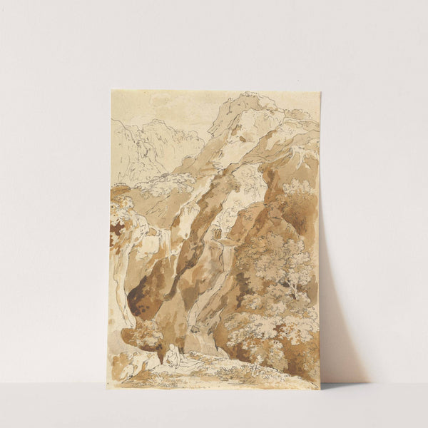 Reclining Man in a Mountainous Landscape with Waterfalls (18th century) by Johann Georg von Dillis